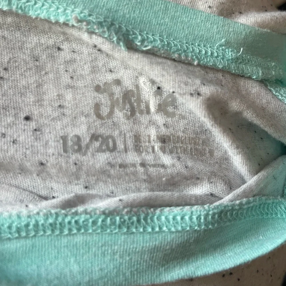 Justice Raglan style shirt aqua/gray size 18 - 20